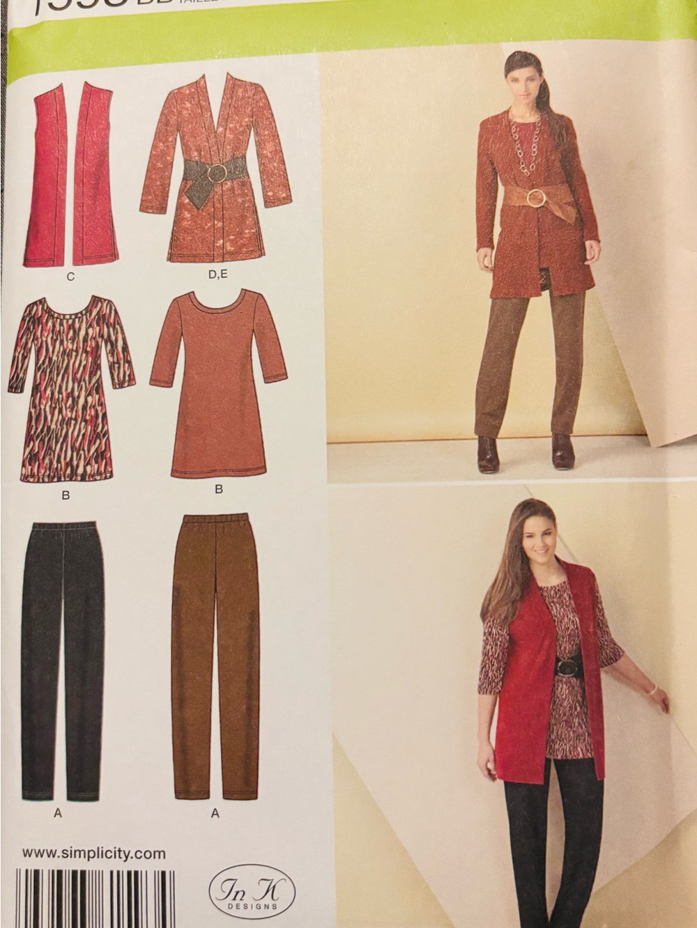 Plus Size Simplicity 1593 Pants Jacket Vest Sizes 20W-28W New Uncut